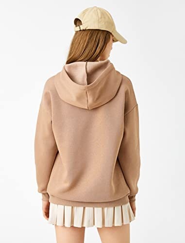 Baskılı Kapüşonlu Kolej Sweatshirt İçi Polarlı