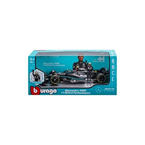Bburago – Mercedes AMG Petronas W14 Lewis Hamilton #44 2023 - Gerçekçi ölçekli araba modeli 1:24 ve Lewis Hamilton karakteri, resmi Mercedes lisansı, önerilen yaş 14+ yaş