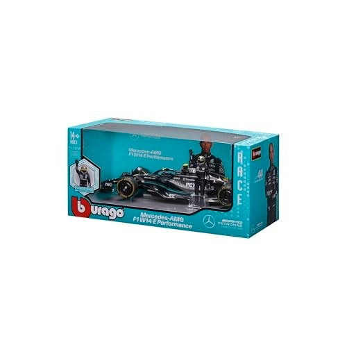 Bburago – Mercedes AMG Petronas W14 Lewis Hamilton #44 2023 - Gerçekçi ölçekli araba modeli 1:24 ve Lewis Hamilton karakteri, resmi Mercedes lisansı, önerilen yaş 14+ yaş