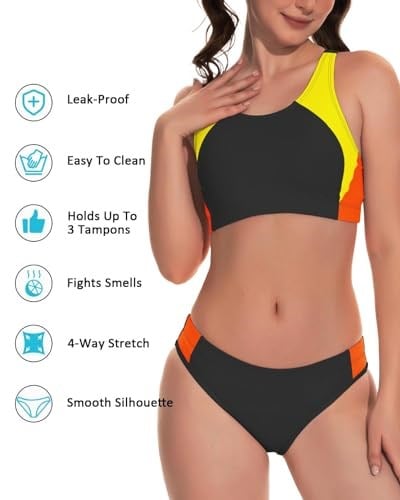 Beautikini Dönem Mayo Bikini Setleri Adet Sızdırmaz Sportif Iki Parçalı Kadın Gençler için Dönem Mayo
