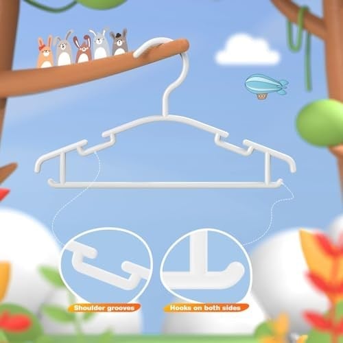 Bebek askıları dolap için - bebek giysileri askıları 60 paket plastik çocuk askıları giyim bebek yürümeye başlayan çocuk askıları beyaz