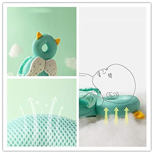 Bebek baş koruyucu ve bebek diz pedleri, emekleme için, ayarlanabilir küçük çocukların baş güvenlik pedi, yastık sırt çantası, emekleme ve yürüyüş için bebek sırt koruması, 5-24 ay (kaplumbağa)