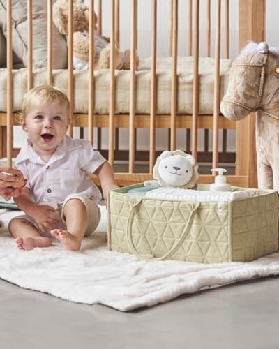 Bebek Bezi Caddy Organizatörü, Kız ve Erkek İstasyonu Değiştirmek için Yumuşak Kreş Saklama Sepeti - Bebek Kayıt Defteri Olması Gerekenler, Yenidoğan Temelleri - Bebek Duşları için Hediye, Araba Caddy
