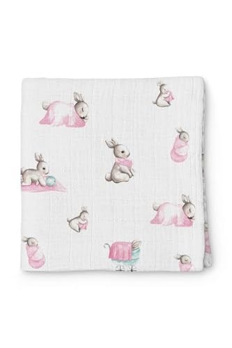 Bebek Müslin Müslin Örtü 120120 cm Bébé Lapin Rose THROW1219