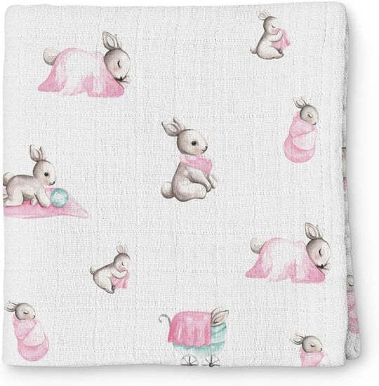 Bebek Müslin Müslin Örtü 120120 cm Bébé Lapin Rose THROW1219