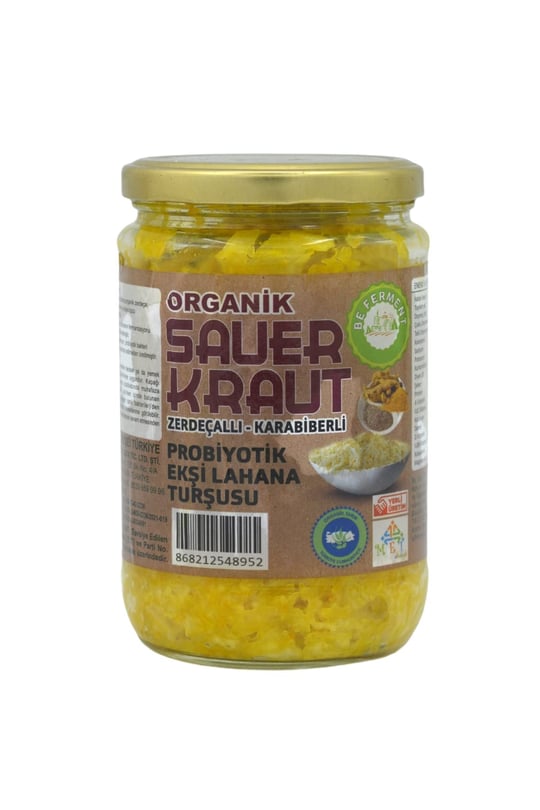 Beferment Organik Fermente Turşu Organik Sauerkraut Zerdeçallı - Karabiberli Ekşi Lahana Turşusu 660 gr