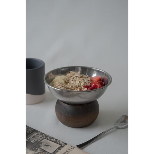 Beige & Stone Ahşap Tabanlı Çelik 330 Ml Dondurma Çerez Dekorasyon Sunum Kase Tabak