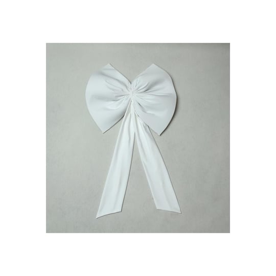 Beige & Stone Kurdele Yıllbaşı Ağaç Süs Noel Beyaz Fiyonk 55x50 Cm Büyük