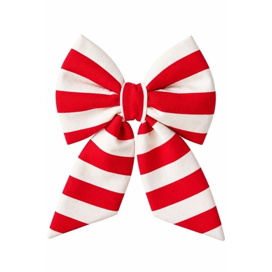 Beige & Stone Mini Boy Kırmızı Çizgili Desenli Kumaş Fiyonk Yılbaşı Çam Ağacı Süsü Dekoratif Kurdele Noel Ve Yeni Yıl Süsü 16 Cm