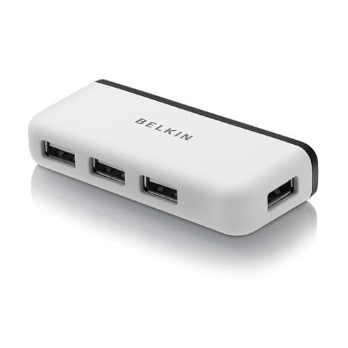 Belkin 4 USB-A Girişli HUB, USB 2.0, Seyahat Boy, Siyah