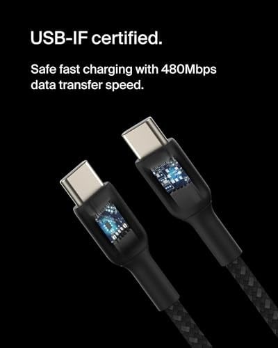 Belkin Boost Charge Örgülü USB-C, Hızlı Şarj Cihazı, USB-C Şarj Kablosu, iPhone 16, 15, Samsung Galaxy S24, S23, Pixel, iPad, MacBook,  - Seçenekler: 1,0 m, 2,0 m, Standart, USB-A - Lightning (PVC)...