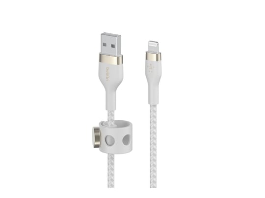 Belkin BoostCharge Pro Flex Örgülü USB Tip A - Yıldırım Kablosu (1M/3,3FT), MFi Sertifikalı Şarj Kablosu - Beyaz - Seçenekler: 1 Ay, 2 Ay