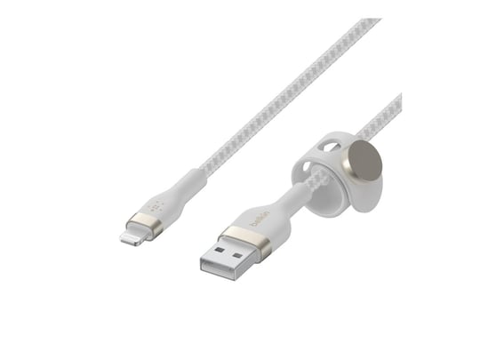 Belkin BoostCharge Pro Flex Örgülü USB Tip A - Yıldırım Kablosu (1M/3,3FT), MFi Sertifikalı Şarj Kablosu - Beyaz - Seçenekler: 1 Ay, 2 Ay