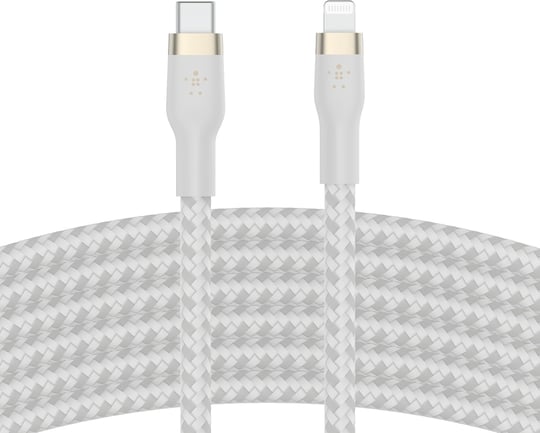 Belkin BoostCharge Pro Flex örgülü USB-C/Lightning kablosu, 1 m, MFI sertifikalı, 20 W, hızlı şarj için, PD Power Delivery ile, iPhone 14/14 Plus, 13, 12, Pro, Max, mini gibi  - Seçenekler: 1M, 2M, 3M