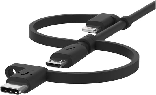 Belkin Evrensel Kablo (3ü 1 arada USB-C, Lightning, Micro-USB Şarj Kablosu) Akıllı Telefonları, Tabletleri, Güç Bankalarını ve daha fazlasını şarj edin (3,3 ft/1 m)