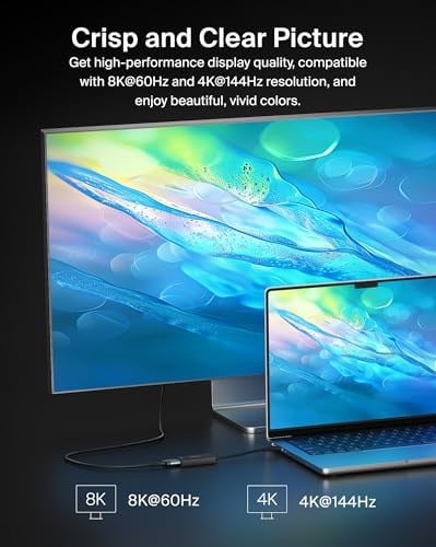 Belkin USB-C - HDMI 2.1 adaptörü, 11 cm kablo, 60 Hzde 8K, 120 Hzde 4K, HDR, HBR3, DSC, HDCP 2.2, 
