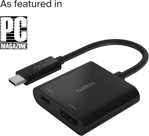 Belkin USB-C-HDMI Adaptörü Şarj Cihazı AVC002btBK,4K UHD Videoyu, Bağlı Cihazlar için 60 W’a kadar Doğrudan İletim Gücünü Deste - Seçenekler: USB C to HDMI, Multimedya Adaptörü, USB C to Multimedia...
