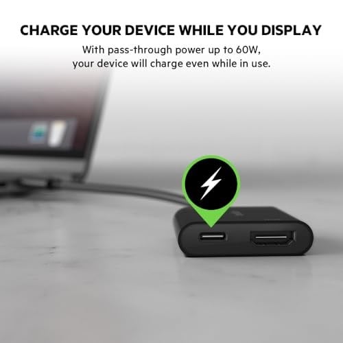 Belkin USB-C-HDMI Adaptörü Şarj Cihazı AVC002btBK,4K UHD Videoyu, Bağlı Cihazlar için 60 W’a kadar Doğrudan İletim Gücünü Deste - Seçenekler: USB C to HDMI, Multimedya Adaptörü, USB C to Multimedia...