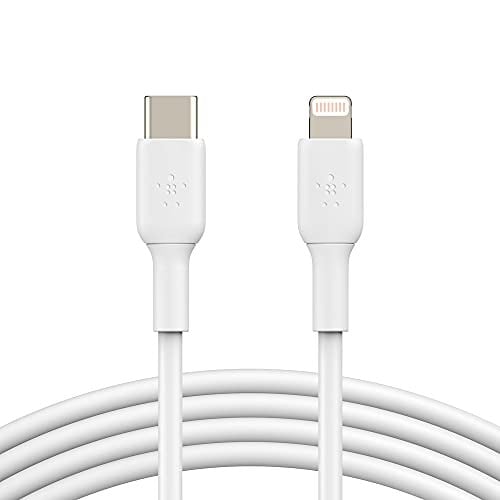 Belkin USB-Cden Lightning Kablosuna (iPhone 14 ve önceki modeller için; MFi sertifikalı Boost Charge USB-C kablosu; Beyaz, 2 m)