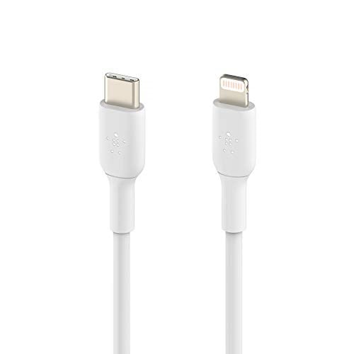 Belkin USB-Cden Lightning Kablosuna (iPhone 14 ve önceki modeller için; MFi sertifikalı Boost Charge USB-C kablosu; Beyaz, 2 m)