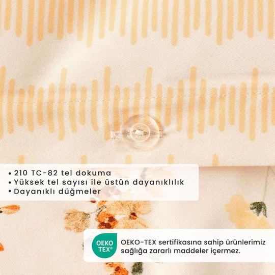 Bella Maison %100 Pamuk Saten Leora Tek Kişilik Nevresim Seti Somon (160x220 Cm) Somon