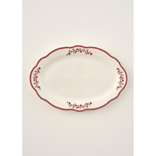 Bella Maison Catherine New Bone Porselen Sunum Tabağı Kırmızı (35,5 Cm) Kırmızı