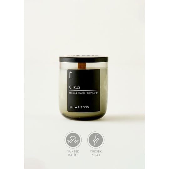 Bella Maison Citrus Ahşap Fitilli Soy Wax Mum Antrasit