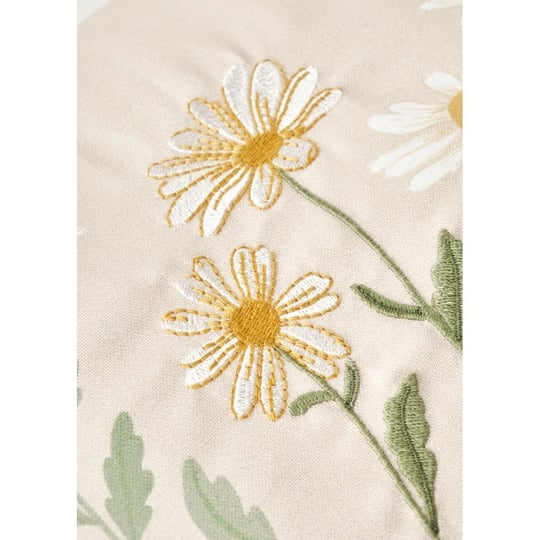 Bella Maison Daisy Volanlı Kenar Nakışlı Dekoratif Yastık Kılıfı Bej (35x50 Cm) Bej
