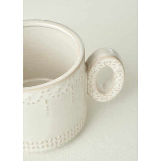 Bella Maison Joy Stoneware Yılbaşı 3lü Kupa Seti Krem (390 Cc) Krem
