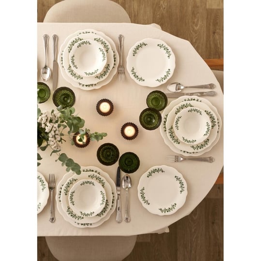 Bella Maison Lilly Porselen 48 Parça 12 Kişilik Yemek Takımı Yeşil
