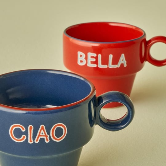 Bella Maison Line Espresso 2li Seti Mavi-kırmızı (105 Cc) Çok Renkli