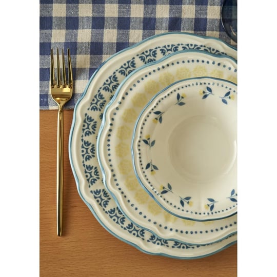 Bella Maison Mabel Stoneware 48 Parça 12 Kişilik Yemek Takımı Mavi