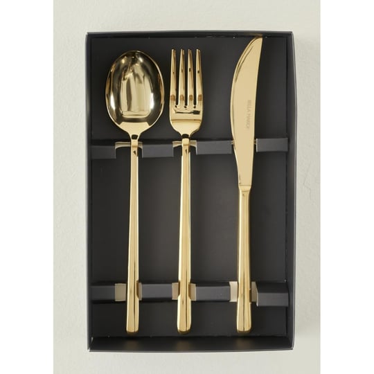 Bella Maison Milano 18 Parça Yemek Çatal Kaşık Bıçak Seti Gold Gold