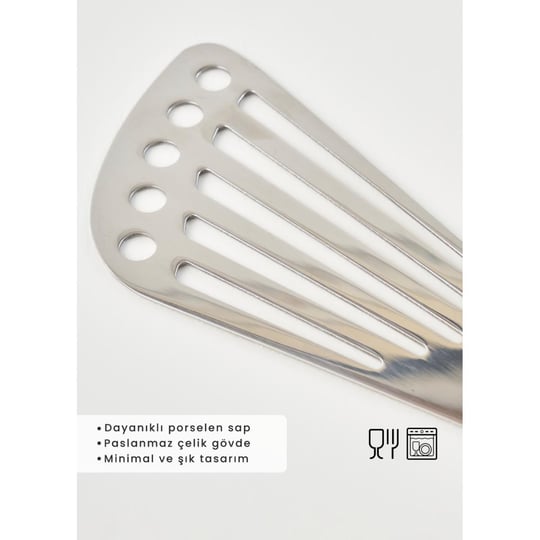 Bella Maison My Kitchen Çelik Oluklu Spatula Beyaz (30,4x7x1,6 Cm) Beyaz