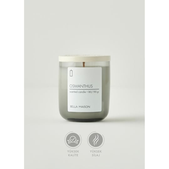 Bella Maison Osmanthus Ahşap Fitilli Soy Wax Mum Antrasit