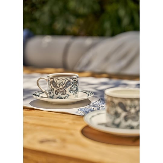 Bella Maison Paisley Porselen 2li Çay Fincanı Mavi (180 Cc) Mavi
