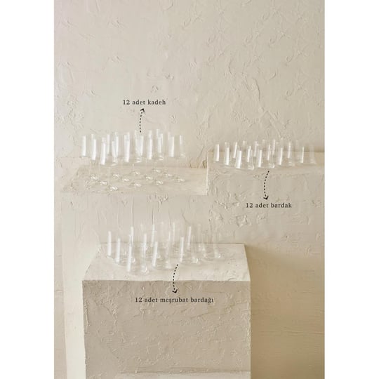 Bella Maison Shape Bardak-kadeh Seti 36lı Naturel