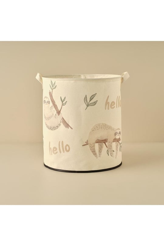 BELLA MAISON Sloth Hayvan Baskılı%70 Pamuk%30 Polyester Oyuncak Sepeti, Çok Renkli, 36x40 cm