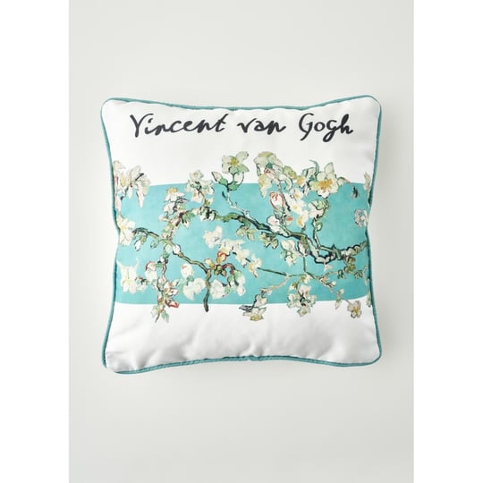 Bella Maison Van Gogh Almond Blossom Pamuklu Baskılı Dekoratif Yastık Kılıfı Turkuaz (43x43 Cm) Turkuaz