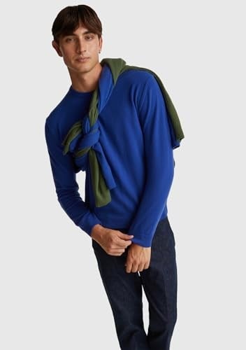 Benetton Erkek Çivit Mavi%100 Merino Bisiklet Yaka Kazak