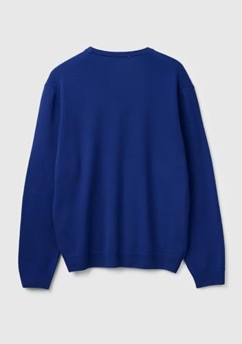 Benetton Erkek Çivit Mavi%100 Merino Bisiklet Yaka Kazak
