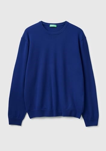 Benetton Erkek Çivit Mavi%100 Merino Bisiklet Yaka Kazak