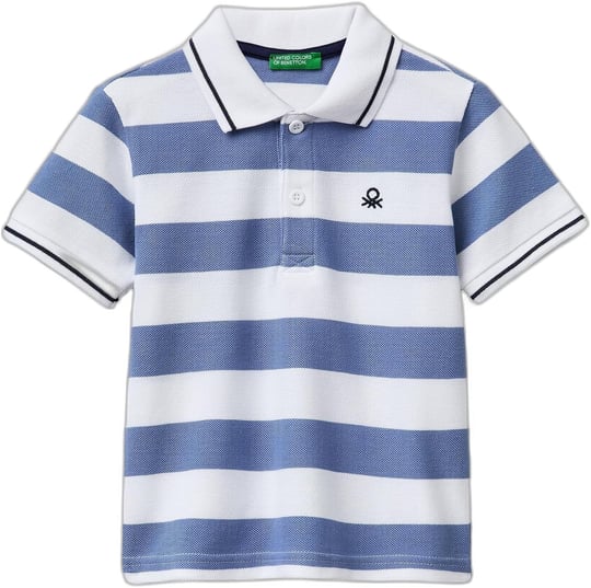 Benetton Erkek Çocuk Açık Mix Çizgili Logo Nakışlı Polo Yaka Küçük Çocuk T-Shirt