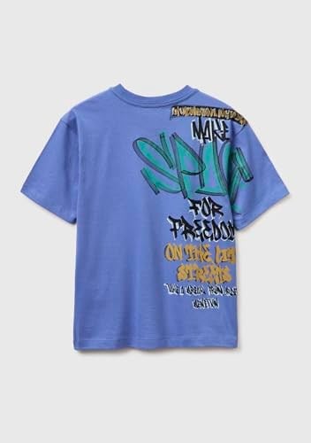 Benetton Erkek Çocuk Beyaz Baskılı Bisiklet Yaka Kısa Kollu T-Shirt