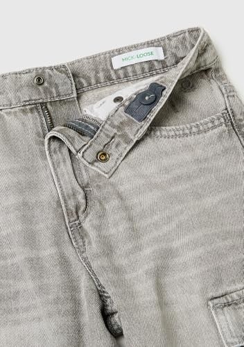Benetton Erkek Çocuk Beyaz Cep Detaylı Logo İşlemeli Rahat Kalıp Denim Pantolon