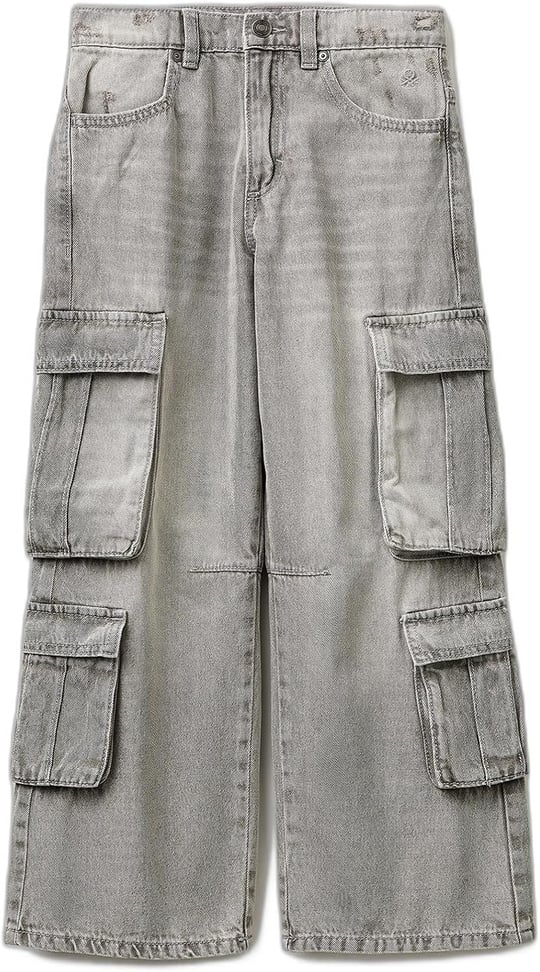 Benetton Erkek Çocuk Beyaz Cep Detaylı Logo İşlemeli Rahat Kalıp Denim Pantolon