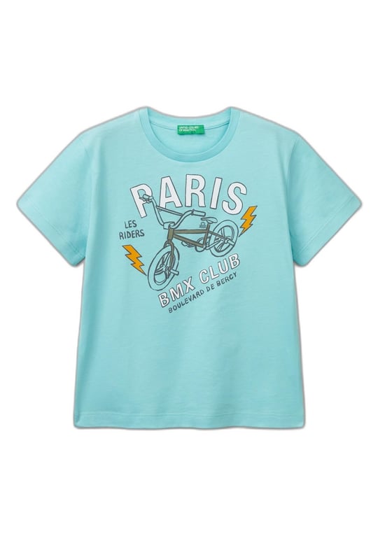 Benetton Erkek Çocuk Ekru Grafik Baskılı T-Shirt