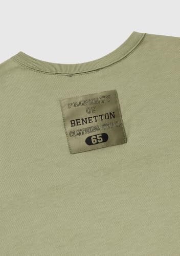 Benetton Erkek Çocuk Krem Logo Baskı Detaylı Oversize T-Shirt