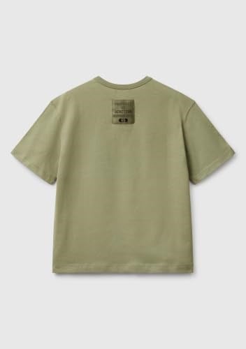 Benetton Erkek Çocuk Krem Logo Baskı Detaylı Oversize T-Shirt