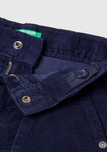 Benetton Erkek Çocuk Lacivert Arka Cebi Logo Detaylı Lastik Paça Kadife Pantolon